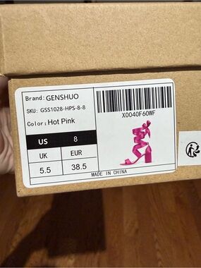 GENSHUO Hot Pink Women’s Strappy Heeled Sandals Women’s Sise 8